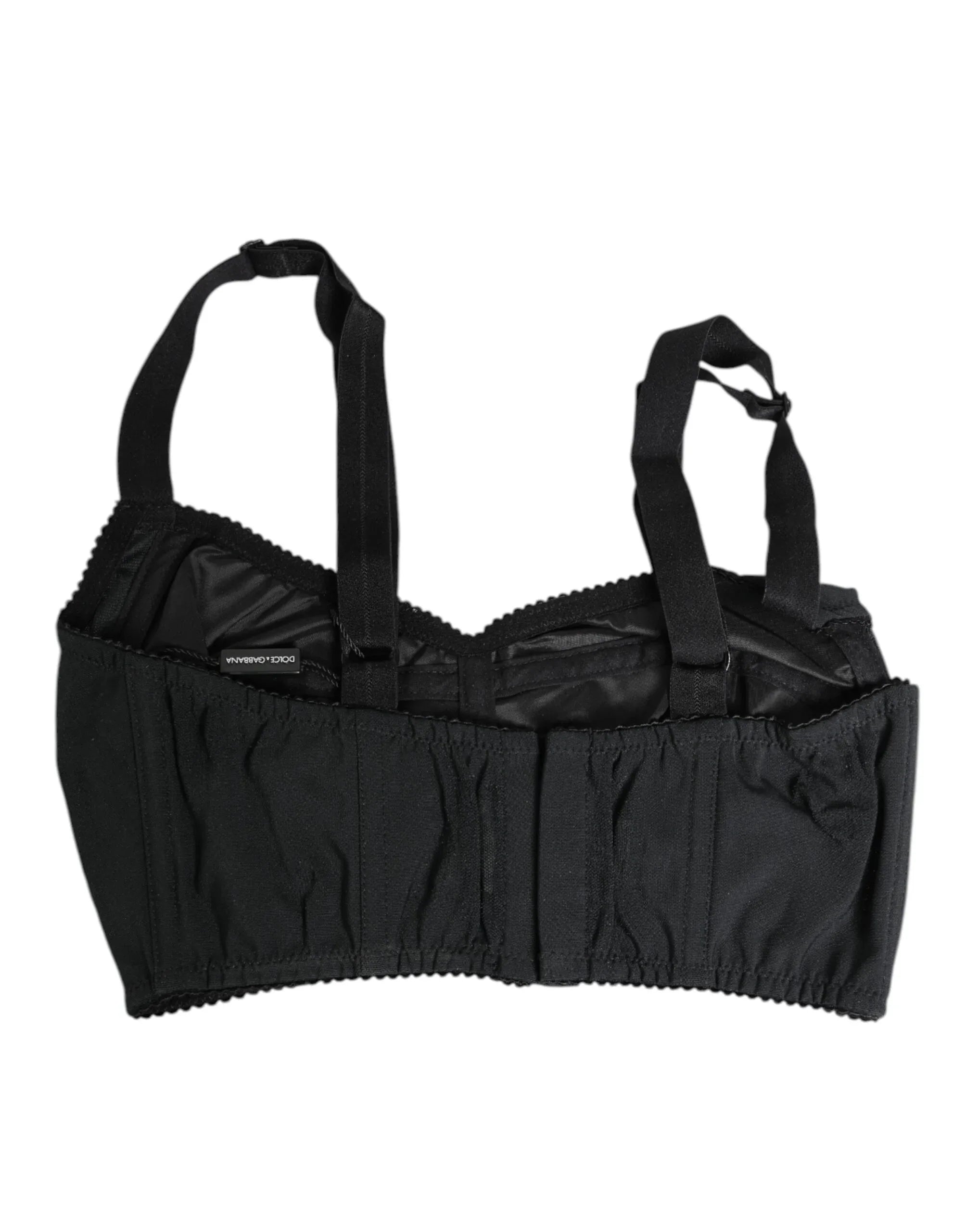 Dolce & Gabbana Black Stretch Nylon Bustier Bra Underwear - Zeiniez