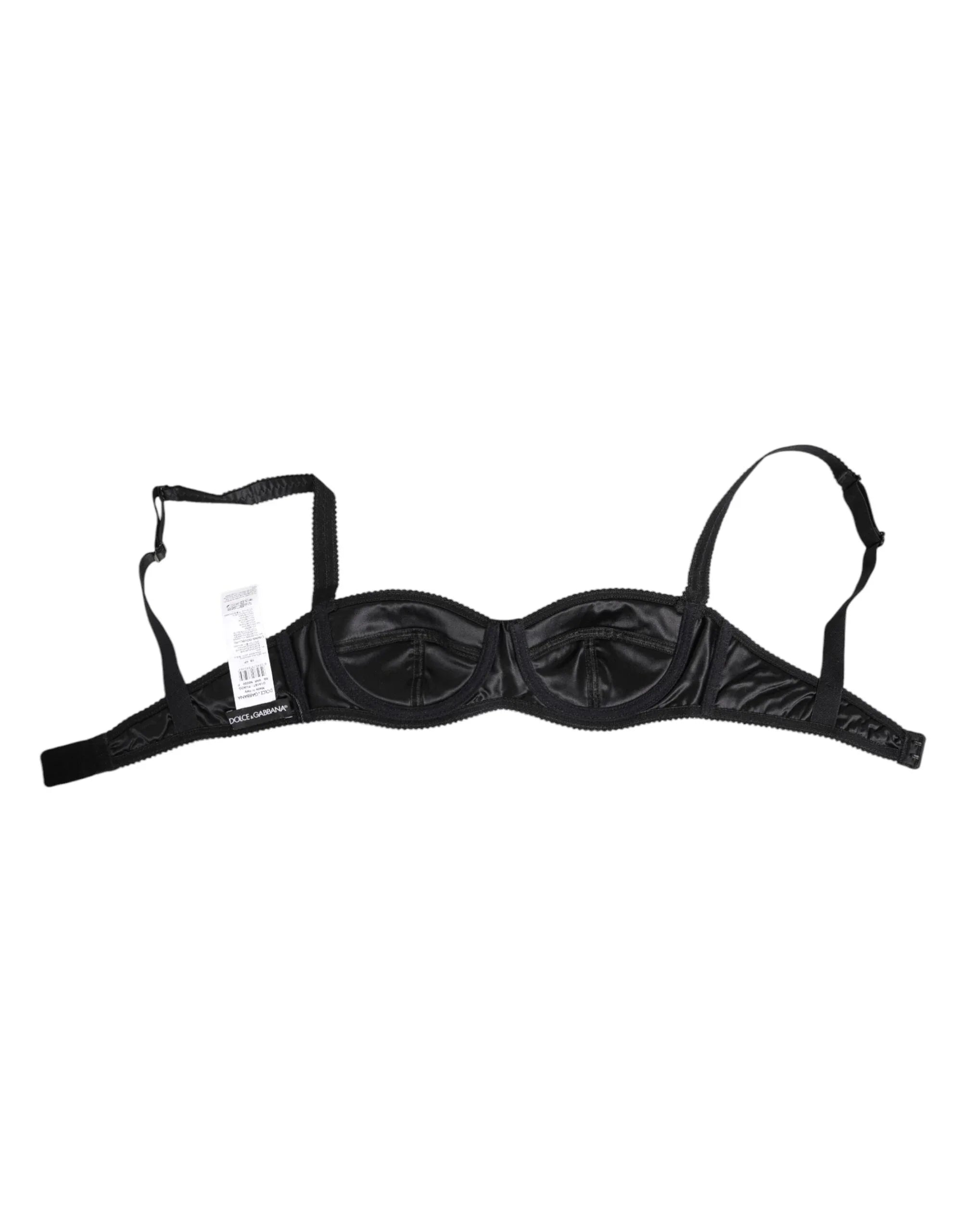 Dolce & Gabbana Black Silk Satin Wireless Lingerie Bra Underwear - Zeiniez
