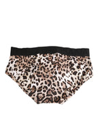 Dolce & Gabbana Leopard Print Black Waistband Cotton Underwear - Zeiniez