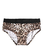 Dolce & Gabbana Leopard Print Black Waistband Cotton Underwear - Zeiniez