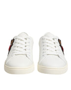 Dolce & Gabbana White Leather Sacre Heart Patch Sneakers  Shoes - Zeiniez