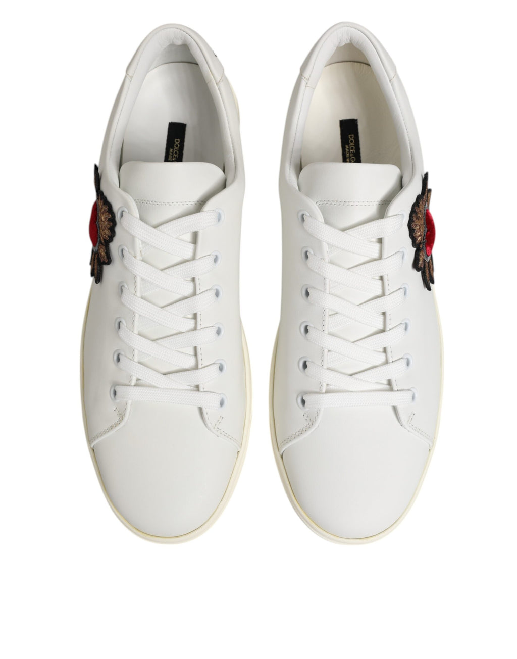 Dolce & Gabbana White Leather Sacre Heart Patch Sneakers  Shoes - Zeiniez