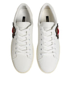 Dolce & Gabbana White Leather Sacre Heart Patch Sneakers  Shoes - Zeiniez
