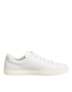 Dolce & Gabbana White Leather Sacre Heart Patch Sneakers  Shoes - Zeiniez