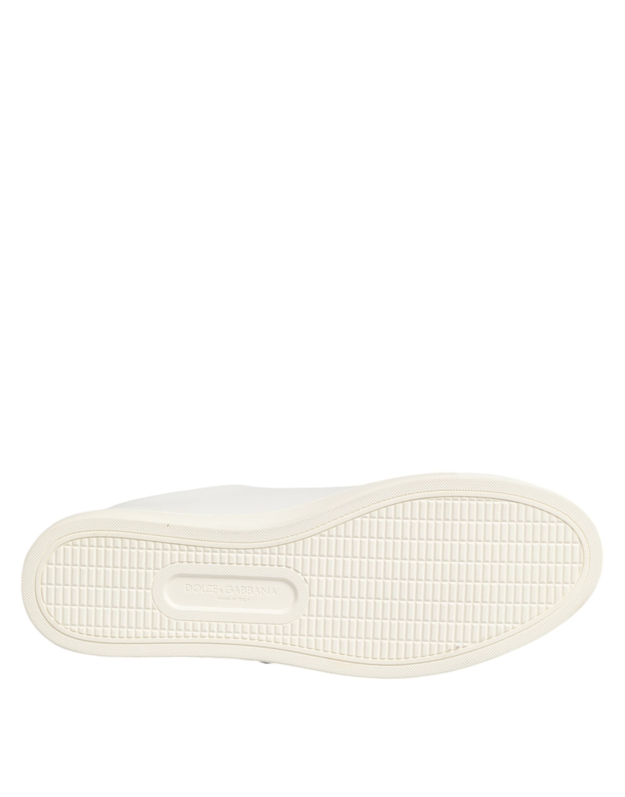 Dolce & Gabbana White Leather Sacre Heart Patch Sneakers  Shoes - Zeiniez