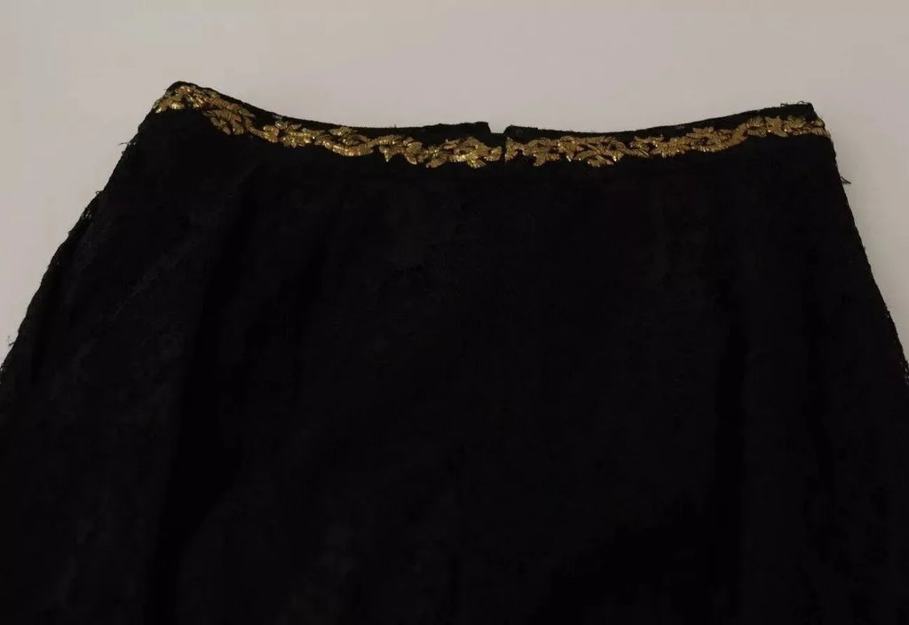 Dolce & Gabbana Black Lace Gold Baroque SPECIAL PIECE Shorts - Zeiniez