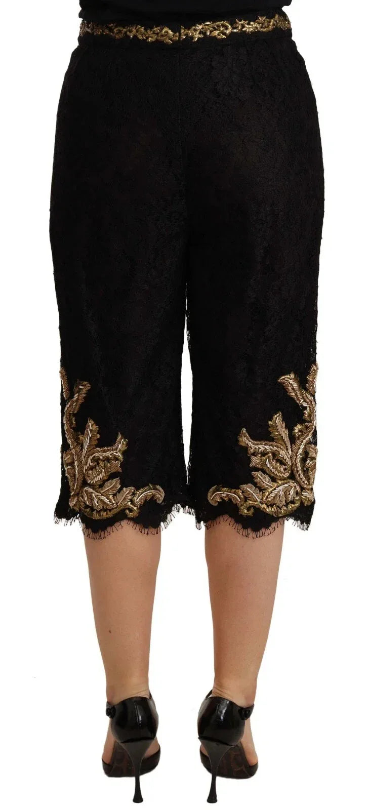 Dolce & Gabbana Black Lace Gold Baroque SPECIAL PIECE Shorts - Zeiniez