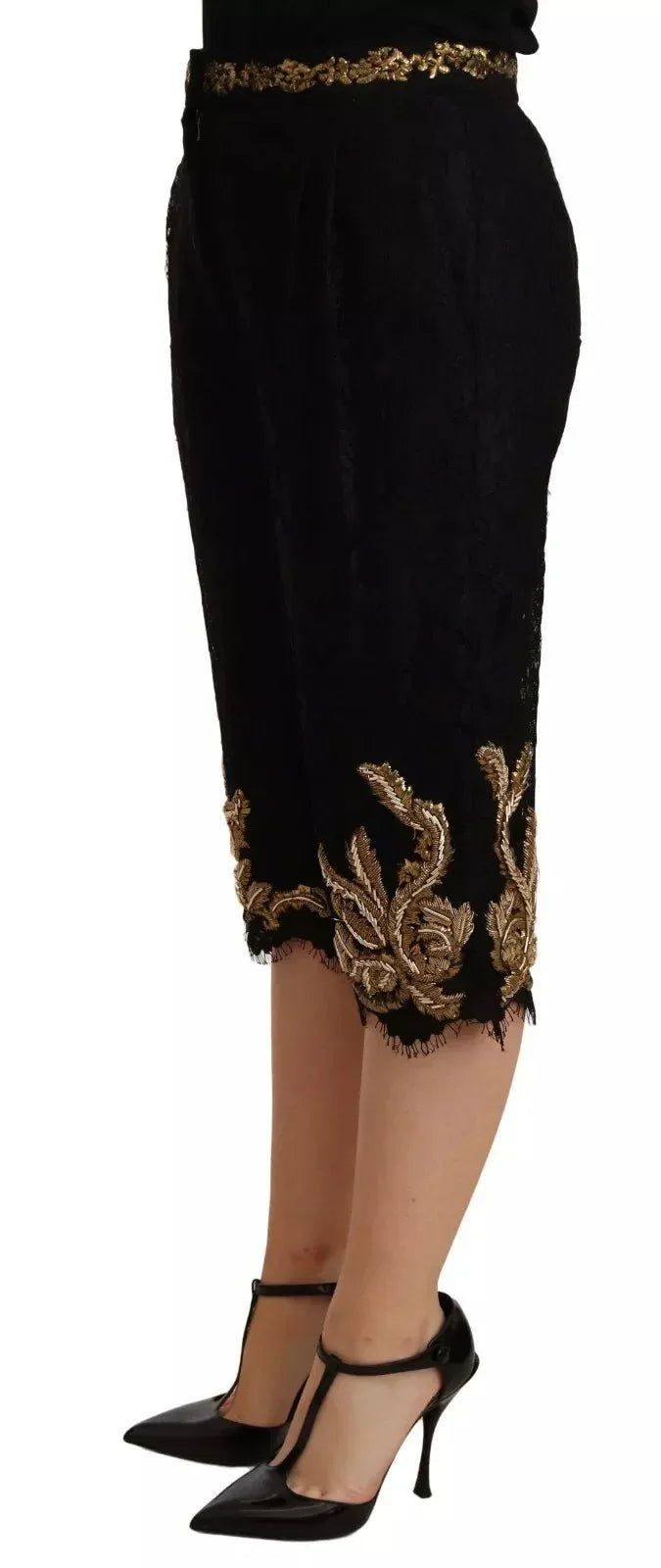 Dolce & Gabbana Black Lace Gold Baroque SPECIAL PIECE Shorts - Zeiniez