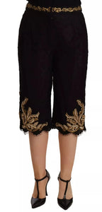 Dolce & Gabbana Black Lace Gold Baroque SPECIAL PIECE Shorts - Zeiniez