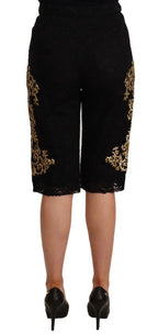 Dolce & Gabbana Black Lace Gold Baroque SPECIAL PIECE Shorts - Zeiniez