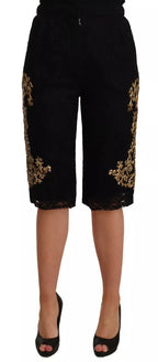 Dolce & Gabbana Black Lace Gold Baroque SPECIAL PIECE Shorts - Zeiniez