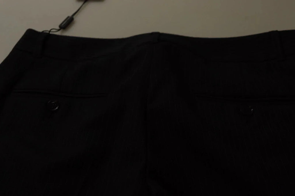 Dolce & Gabbana Black Stripes Mid Waist Trouser Pants - Zeiniez