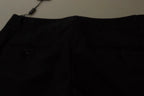 Dolce & Gabbana Black Stripes Mid Waist Trouser Pants - Zeiniez