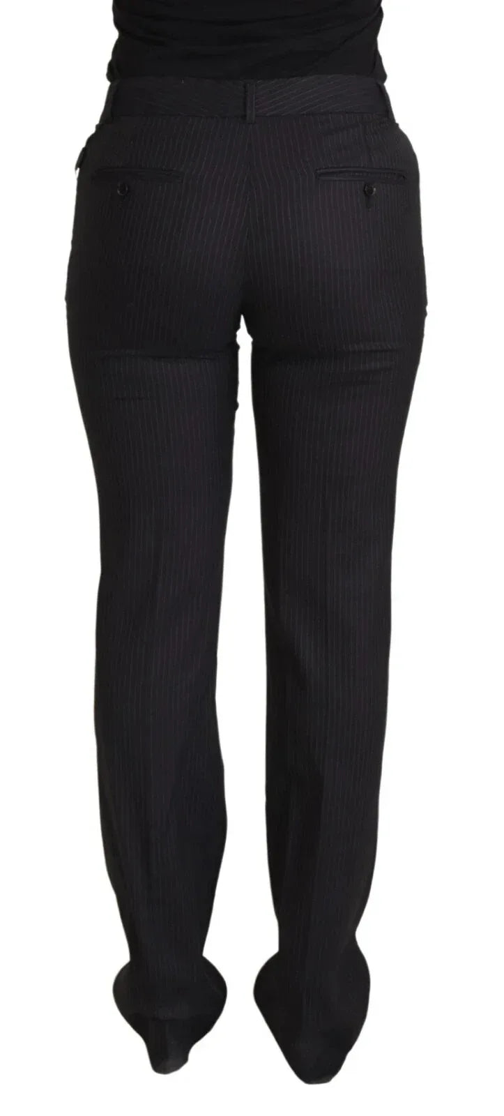 Dolce & Gabbana Black Stripes Mid Waist Trouser Pants - Zeiniez
