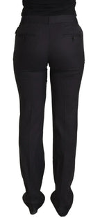 Dolce & Gabbana Black Stripes Mid Waist Trouser Pants - Zeiniez