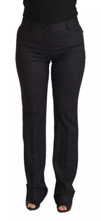 Dolce & Gabbana Black Stripes Mid Waist Trouser Pants - Zeiniez