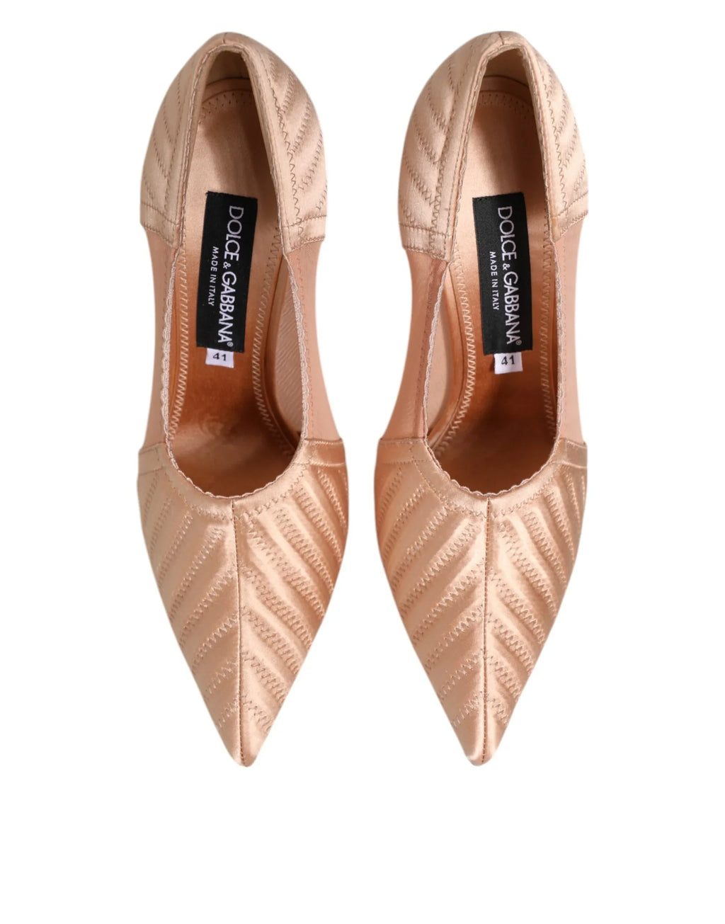 Dolce & Gabbana Cipria Nude Satin Mesh Stiletto Pumps Shoes - Zeiniez
