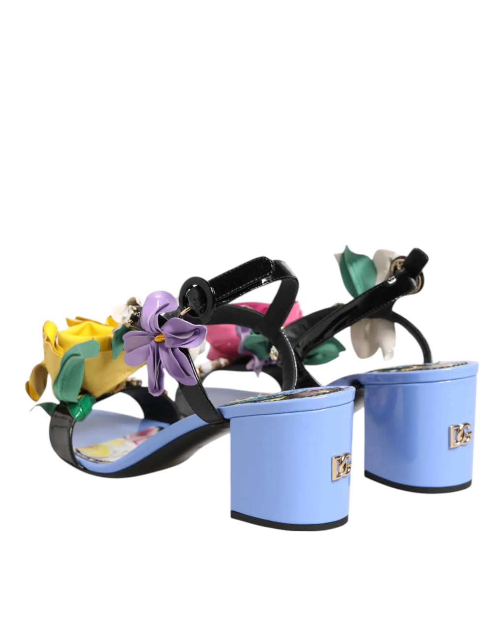 Dolce & Gabbana Multicolor Floral Appliqué Crystal Sandal Shoes - Zeiniez