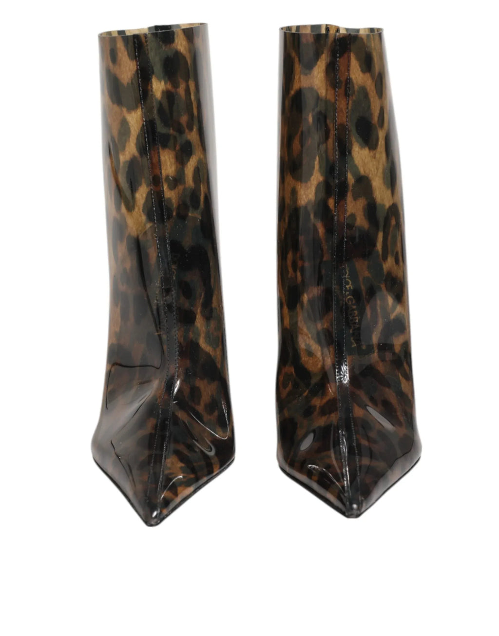 Dolce & Gabbana Leopard Print PVC Pointed Toe Boots Shoes - Zeiniez