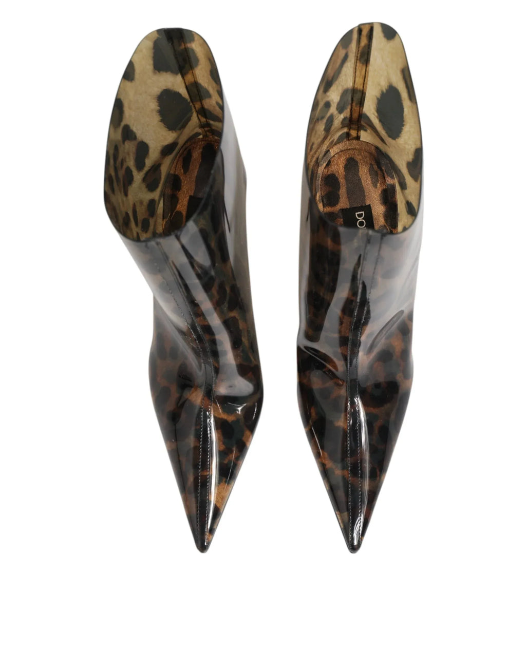 Dolce & Gabbana Leopard Print PVC Pointed Toe Boots Shoes - Zeiniez