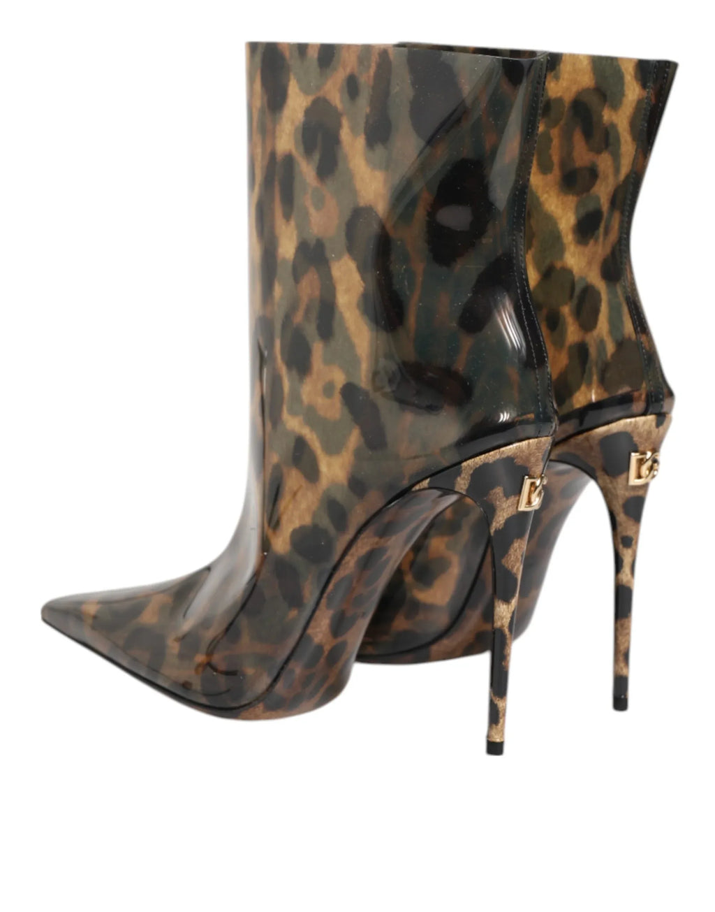 Dolce & Gabbana Leopard Print PVC Pointed Toe Boots Shoes - Zeiniez