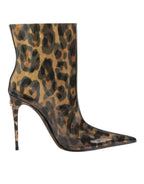Dolce & Gabbana Leopard Print PVC Pointed Toe Boots Shoes - Zeiniez