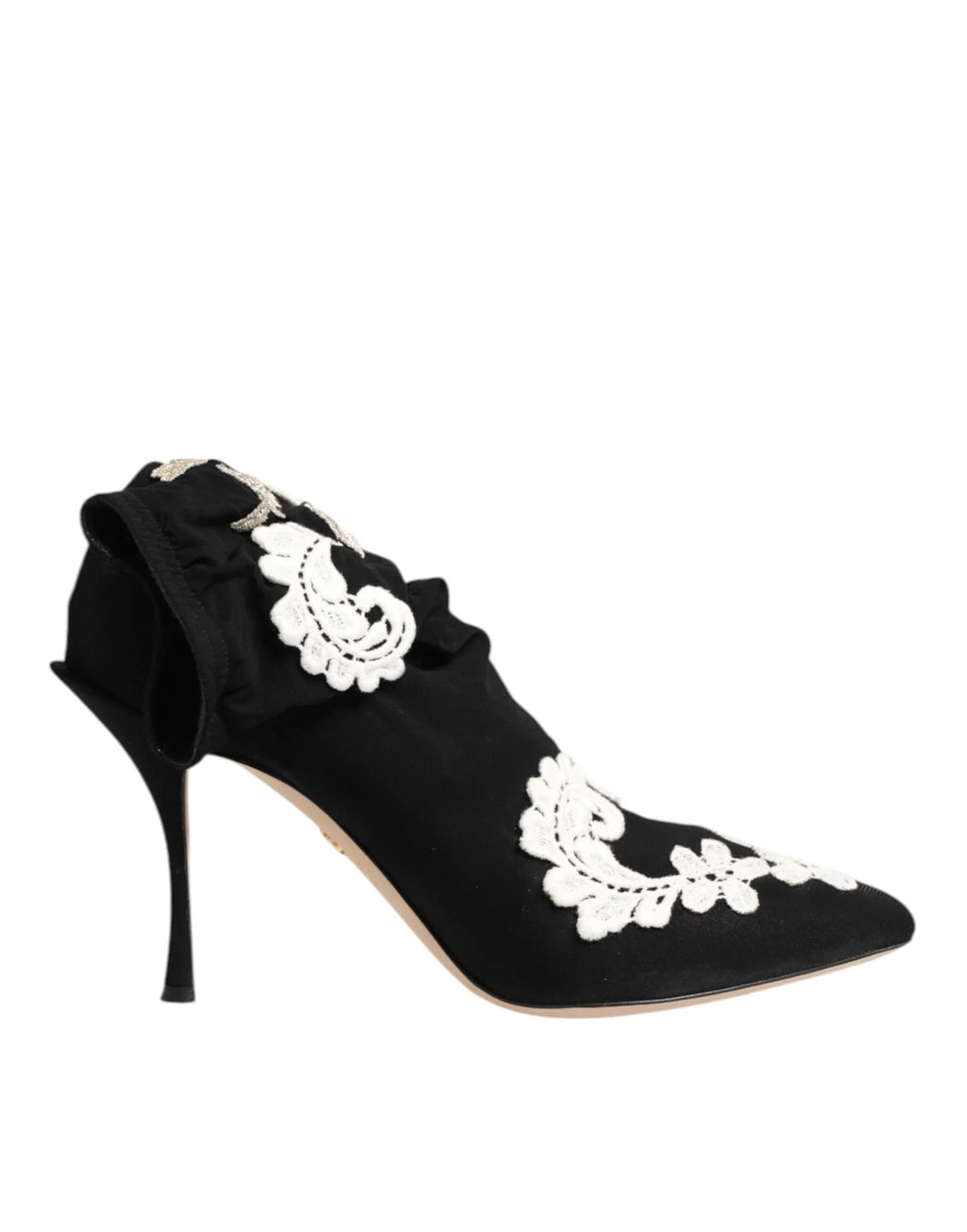 Dolce & Gabbana Black White Embroidered Jersey Stiletto Boots Shoes - Zeiniez