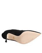 Dolce & Gabbana Black White Embroidered Jersey Stiletto Boots Shoes - Zeiniez