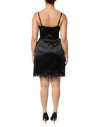 Dolce & Gabbana Black Silk Blend Lace Trim Sleeveless Mini Dress - Zeiniez