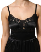 Dolce & Gabbana Black Silk Blend Lace Trim Sleeveless Mini Dress - Zeiniez