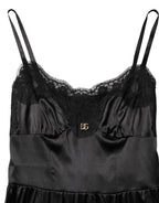 Dolce & Gabbana Black Silk Blend Lace Trim Sleeveless Mini Dress - Zeiniez