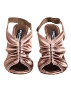 Dolce & Gabbana Bronze Satin Ruched Slingback Sandals Shoes - Zeiniez