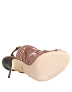 Dolce & Gabbana Bronze Satin Ruched Slingback Sandals Shoes - Zeiniez