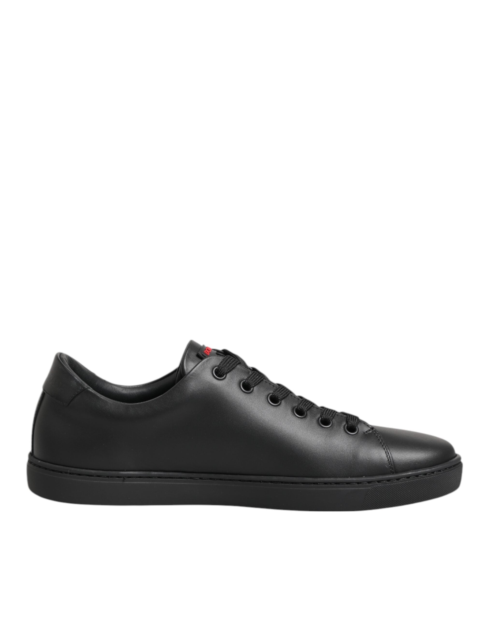 Dolce & Gabbana Black Leather Crystal Heart Low Top Sneakers  Shoes - Zeiniez