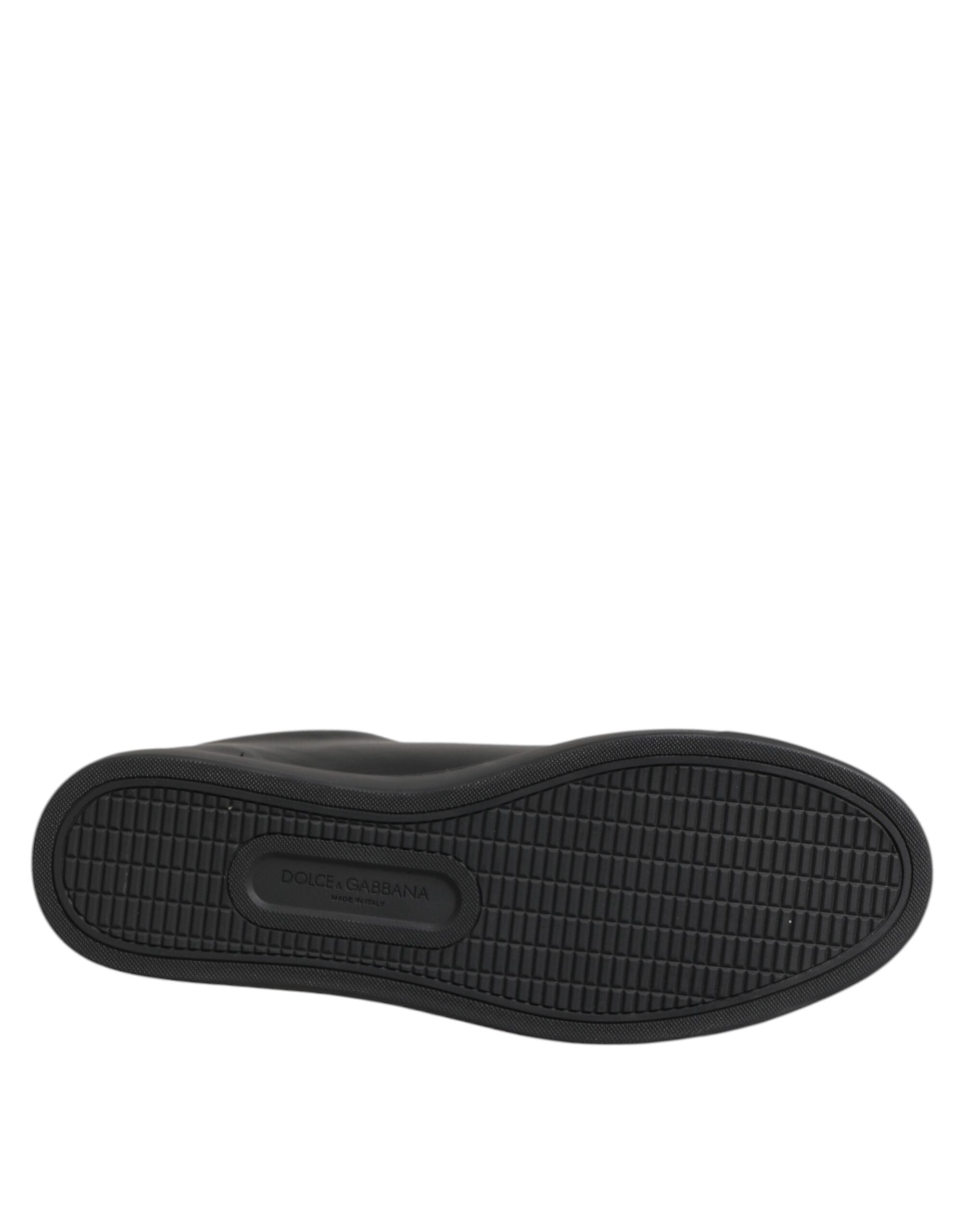 Dolce & Gabbana Black Leather Crystal Heart Low Top Sneakers  Shoes - Zeiniez