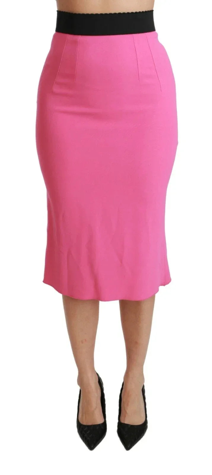 Dolce & Gabbana Pink High Waist Pencil Cut Midi Skirt - Zeiniez