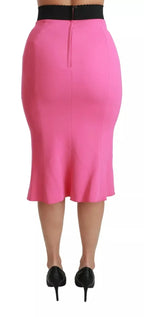 Dolce & Gabbana Pink High Waist Pencil Cut Midi Skirt - Zeiniez