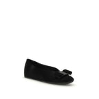 Ferragamo Black Calf Leather Bos Taurus Ballet Flats - Zeiniez