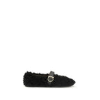 Ferragamo Black Fur Ballet Flats - Zeiniez