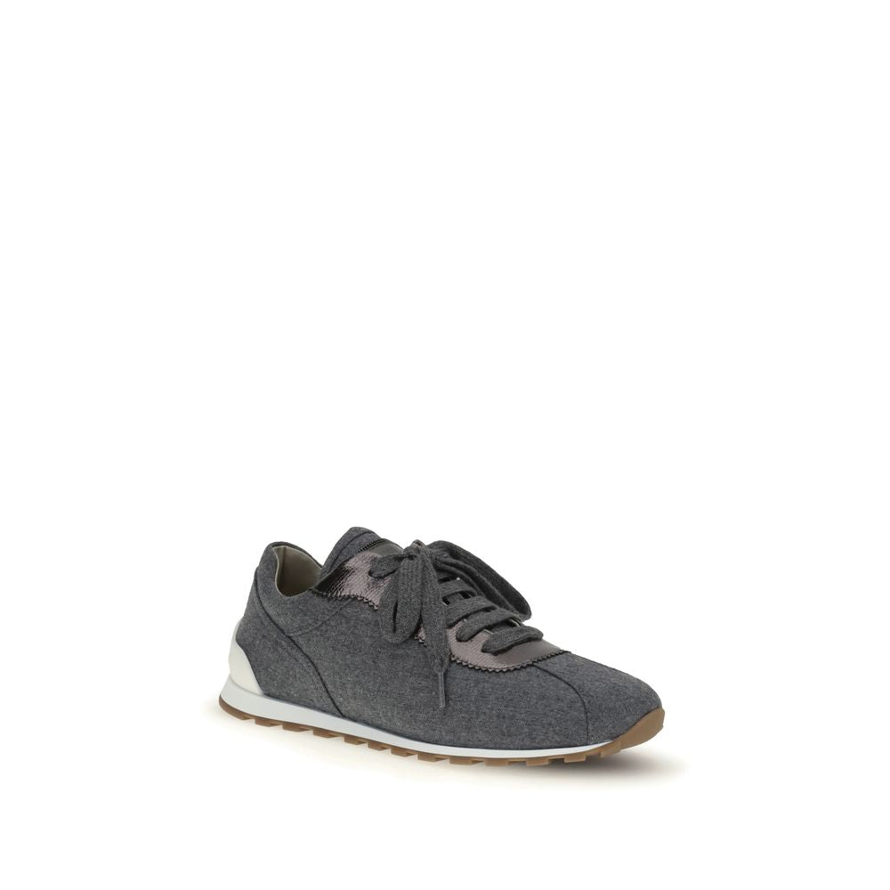 Brunello Cucinelli Gray Fleece Wool Athletic Sneakers - Zeiniez
