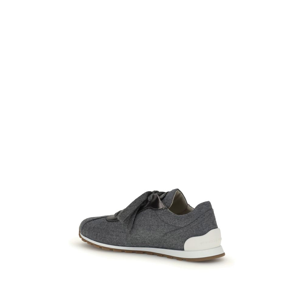Brunello Cucinelli Gray Fleece Wool Athletic Sneakers - Zeiniez