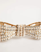 Dolce & Gabbana Gold Brass Glas Crystal Faux Pearl Embellished Brooch - Zeiniez