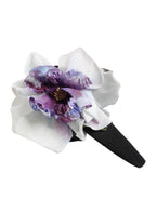 Dolce & Gabbana Black Green Silk Purple White Floral Appliqué Accessory Headband