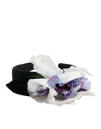 Dolce & Gabbana Black Green Silk Purple White Floral Appliqué Accessory Headband - Zeiniez