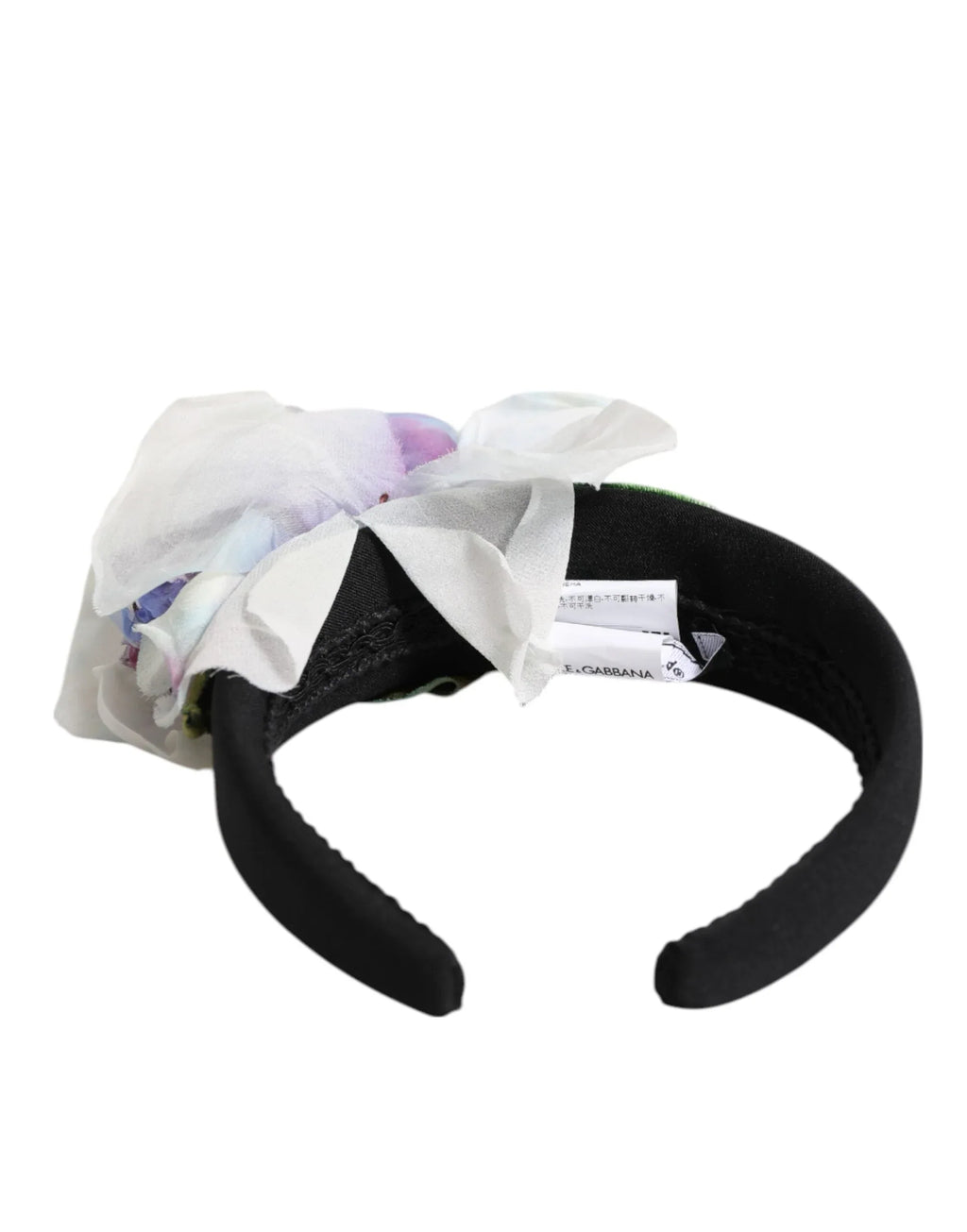 Dolce & Gabbana Black Green Silk Purple White Floral Appliqué Accessory Headband - Zeiniez