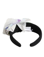 Dolce & Gabbana Black Green Silk Purple White Floral Appliqué Accessory Headband - Zeiniez