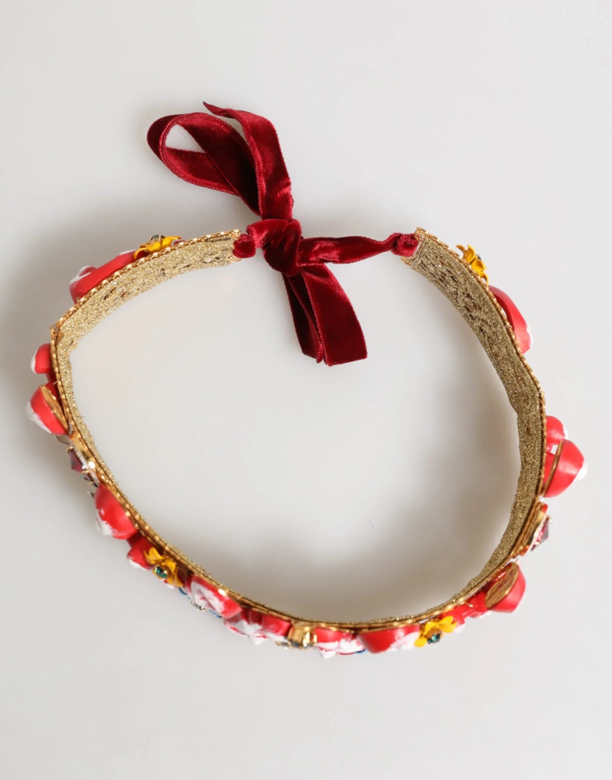 Dolce & Gabbana Red Carretto Multicolor Crystal Gold Tiara Crow Headband - Zeiniez