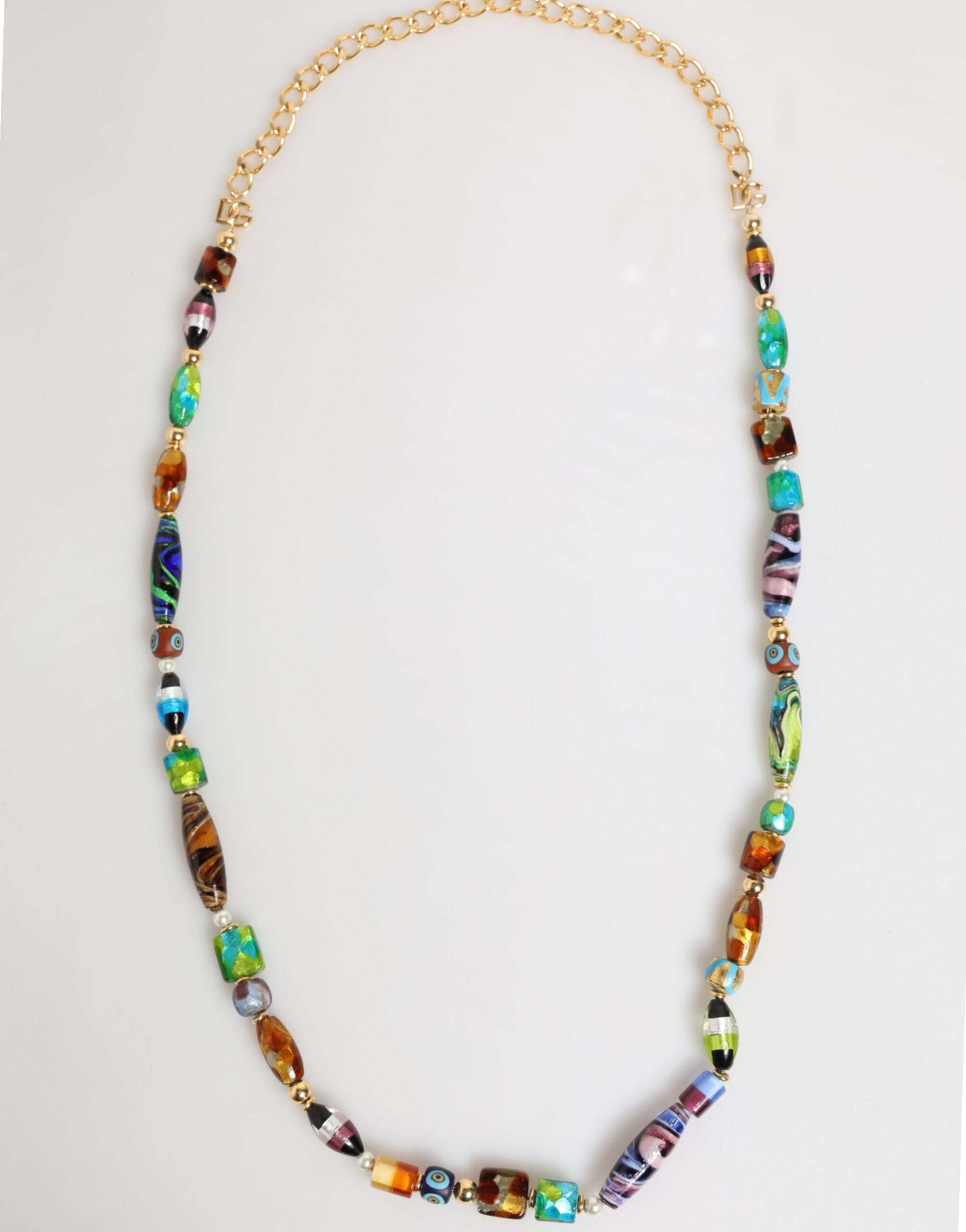 Dolce & Gabbana Multicolor Murano Glass Beads Brass Women Jewelry Necklace - Zeiniez
