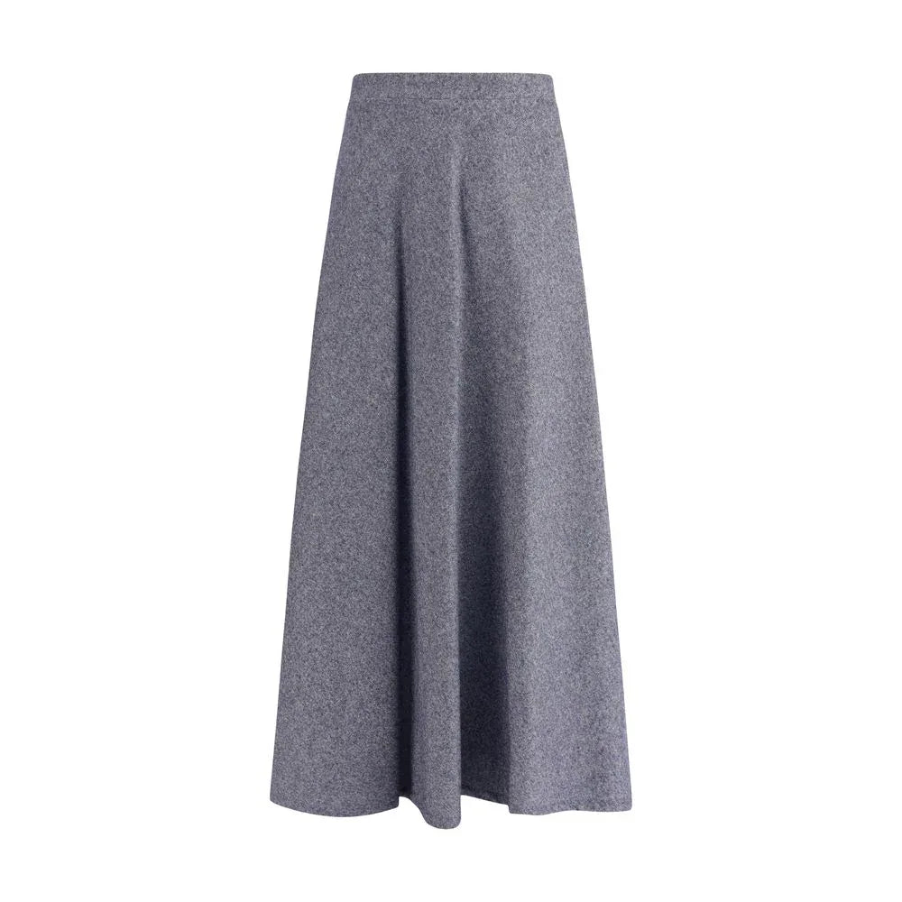 Sara Roka Blue Cotton Midi Skirt - Zeiniez
