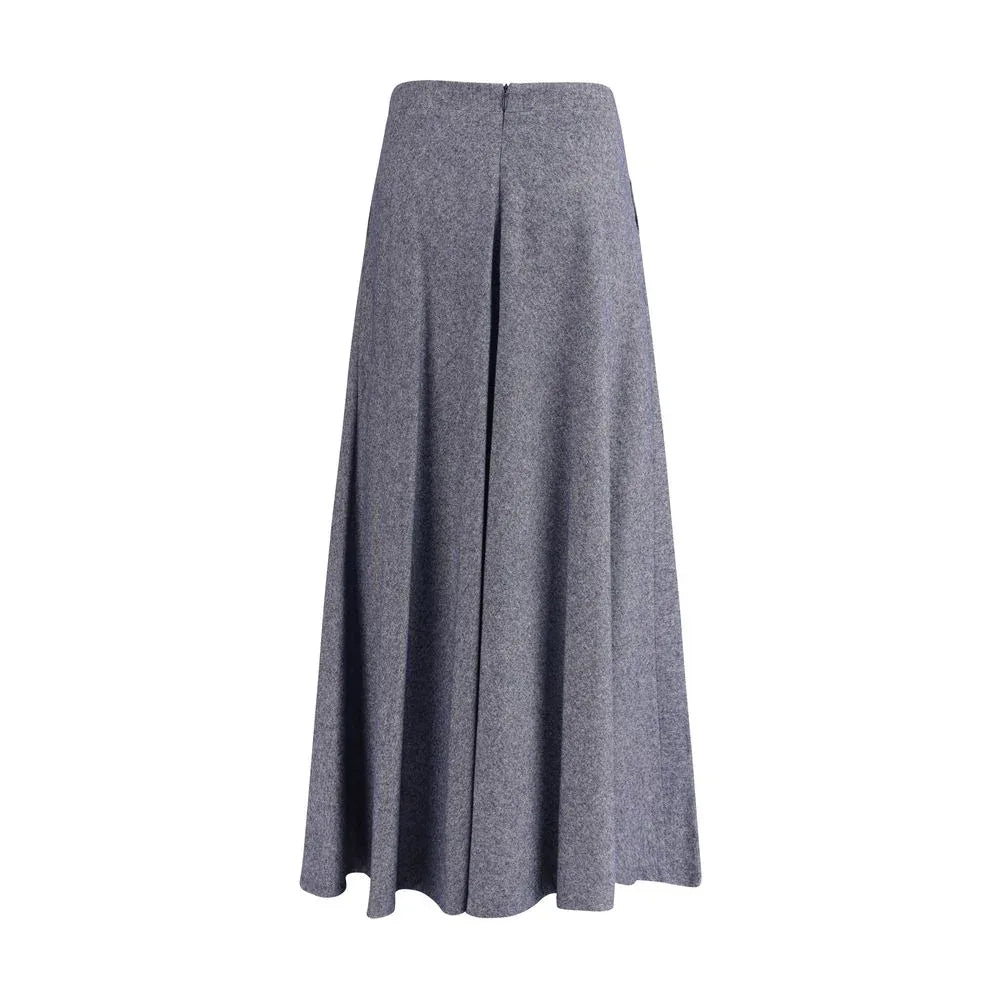 Sara Roka Blue Cotton Midi Skirt - Zeiniez